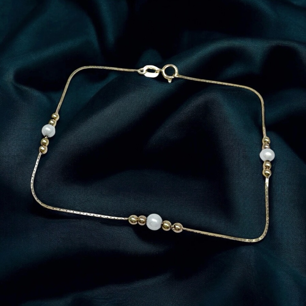 14K  Gold beads and Pearl Bracelet